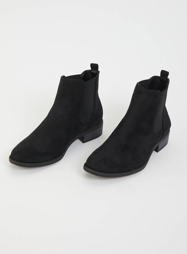 Black Faux Suede Recycled Upper Chelsea Boots - 5