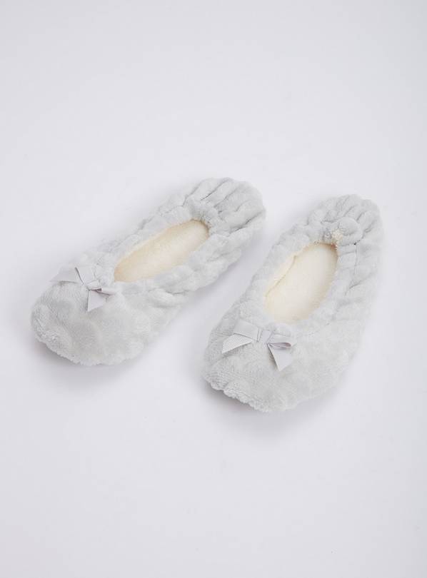 Buy Grey Scallop Ballerina Slippers L Slippers Argos