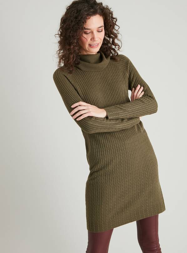 Buy Khaki Soft Touch Mini Cable Jumper Dress 22 Dresses And Jumpsuits Argos