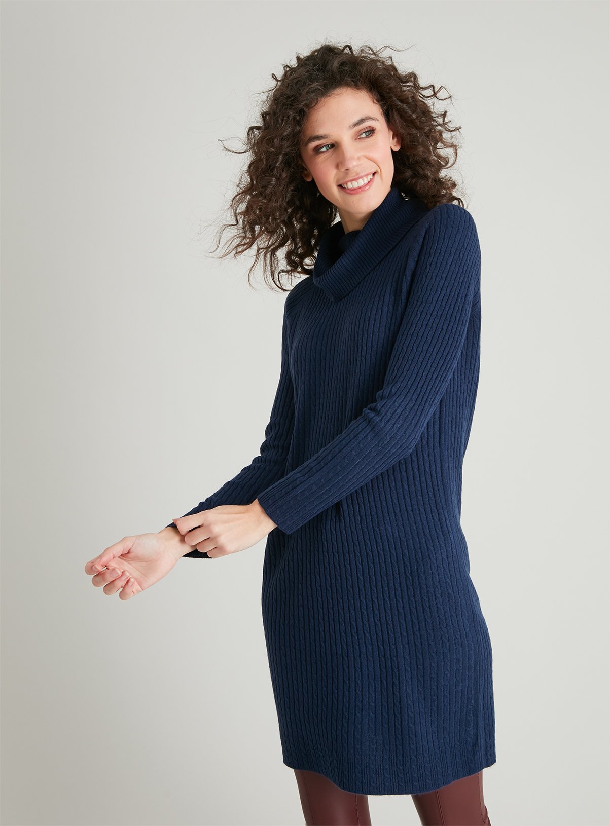 navy knitted jumper dress