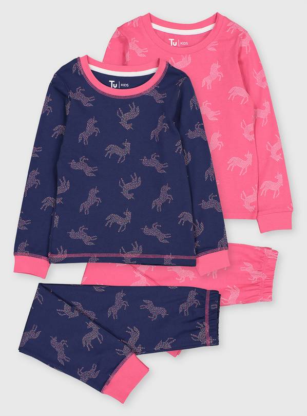 Unicorn Print Snuggle Fit Pyjama 2 Pack - 8-9 years