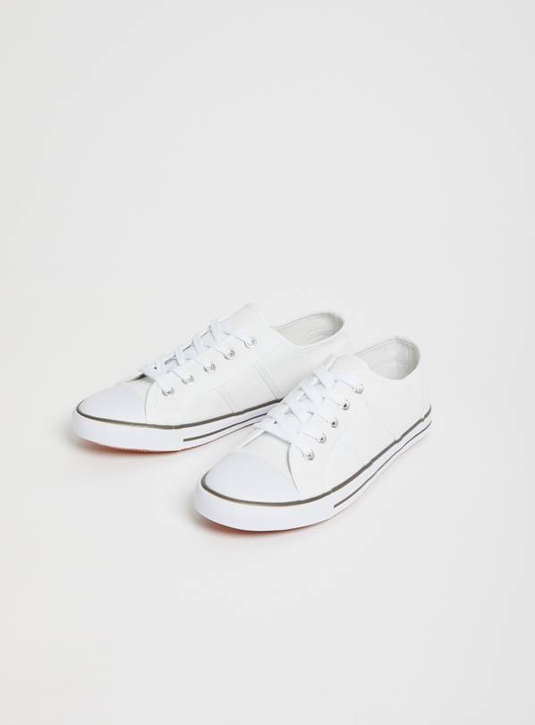 White Canvas Eyelet Trainers - 8