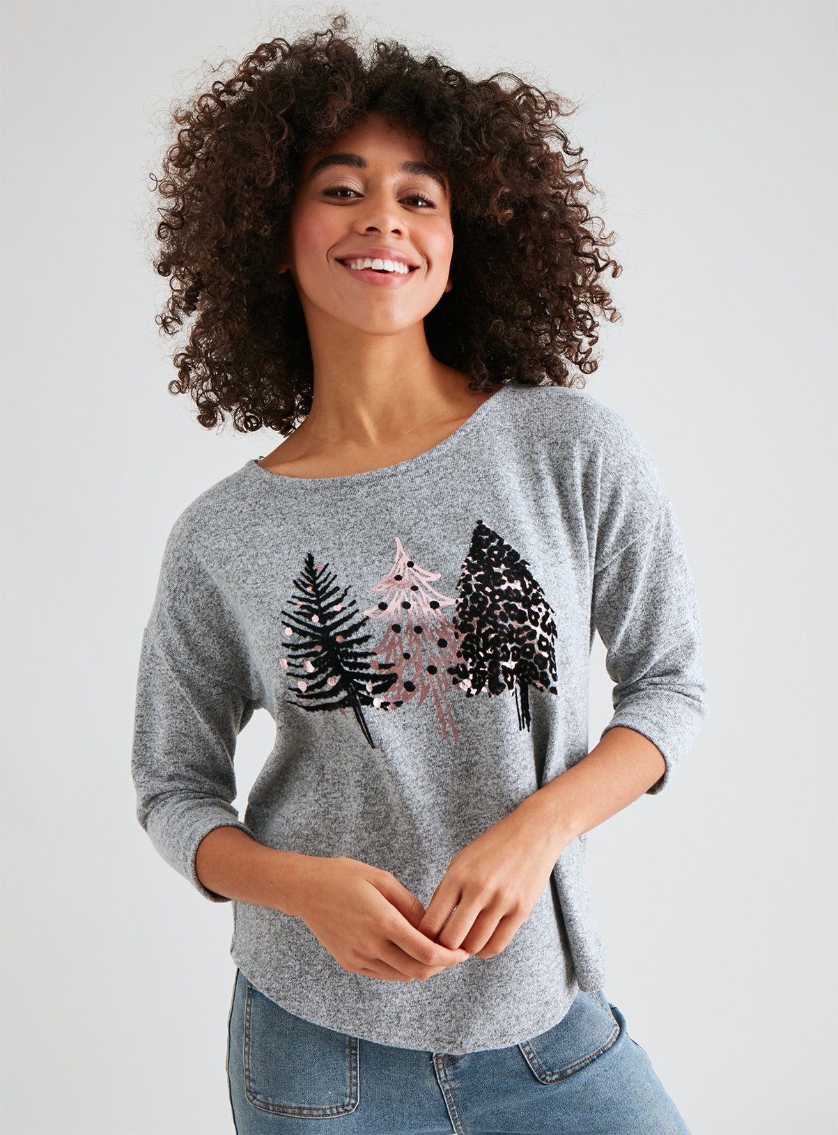 ladies grey christmas jumper