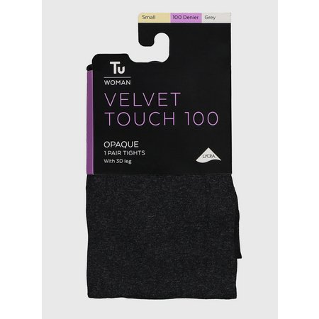Grey Velvet Touch 100 Opaque Tights - L