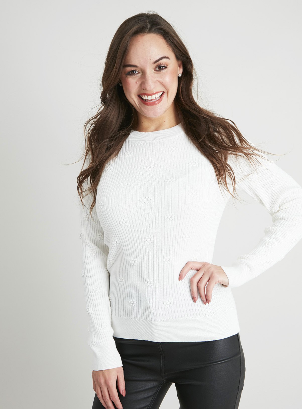 cream ribbed jumper