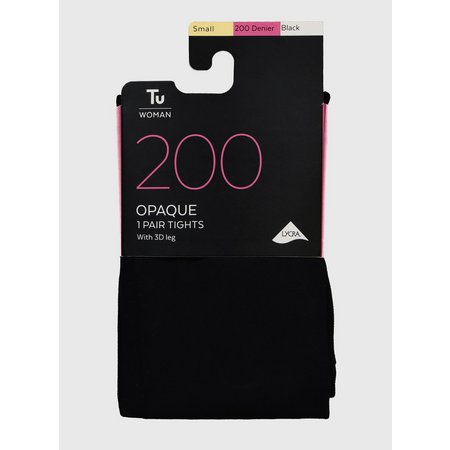 Black 200 Denier Opaque Supersoft Tights - L