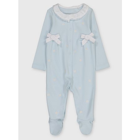 Blue Daisy Print Classic Sleepsuit - Up to 1 mth