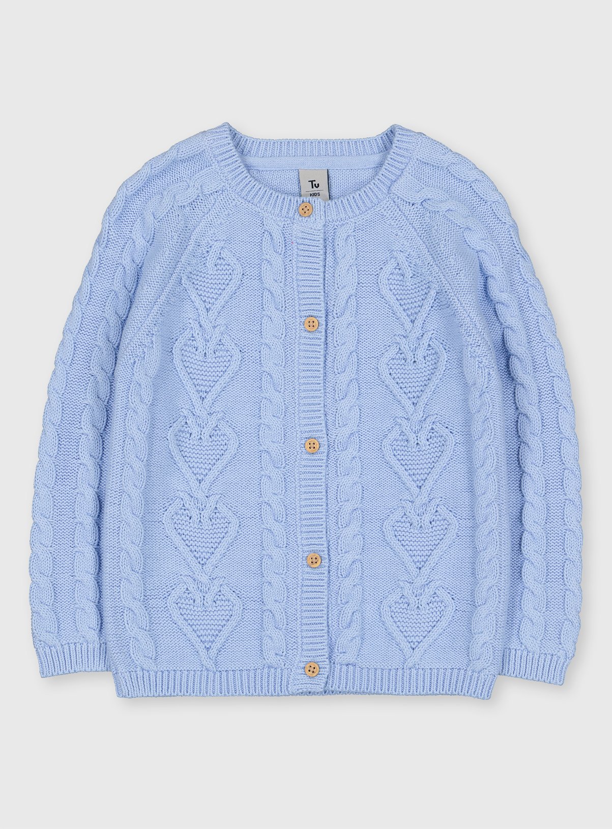 blue cable knit cardigan