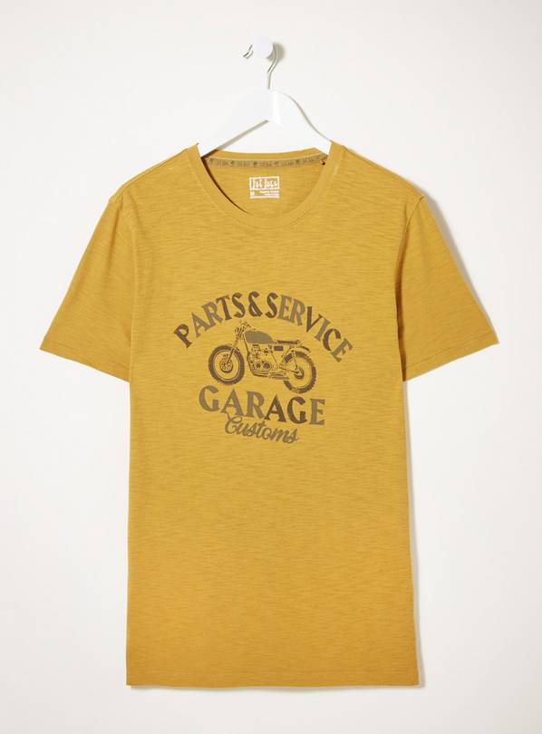 FATFACE Yellow Moto Parts T-Shirt - S
