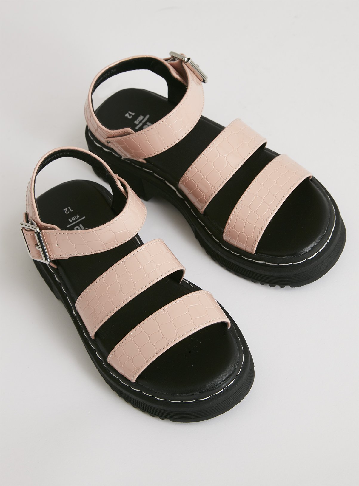 Buy Pink Mock Croc Chunky Sandals - 2 