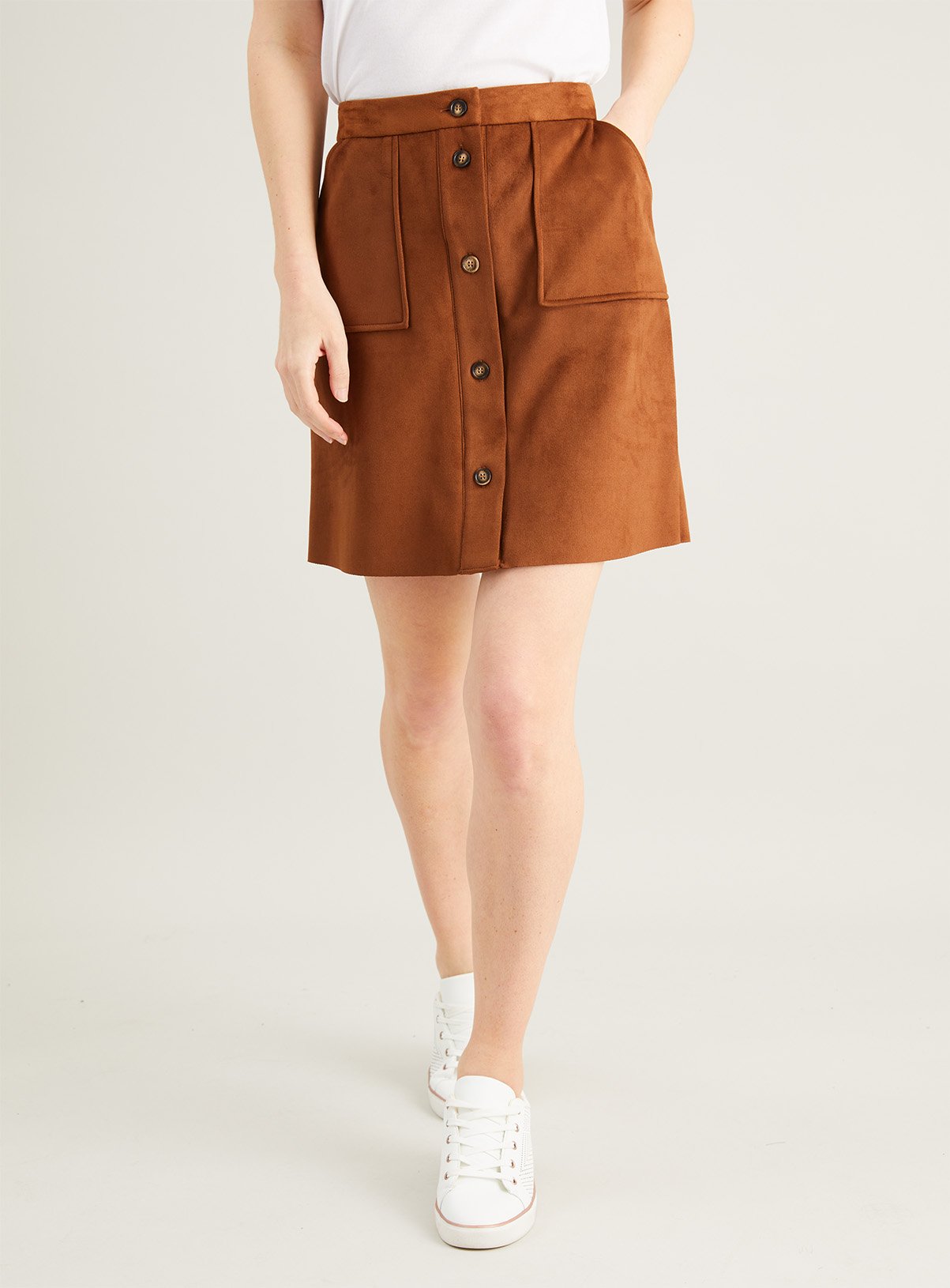 buy brown suede skirt