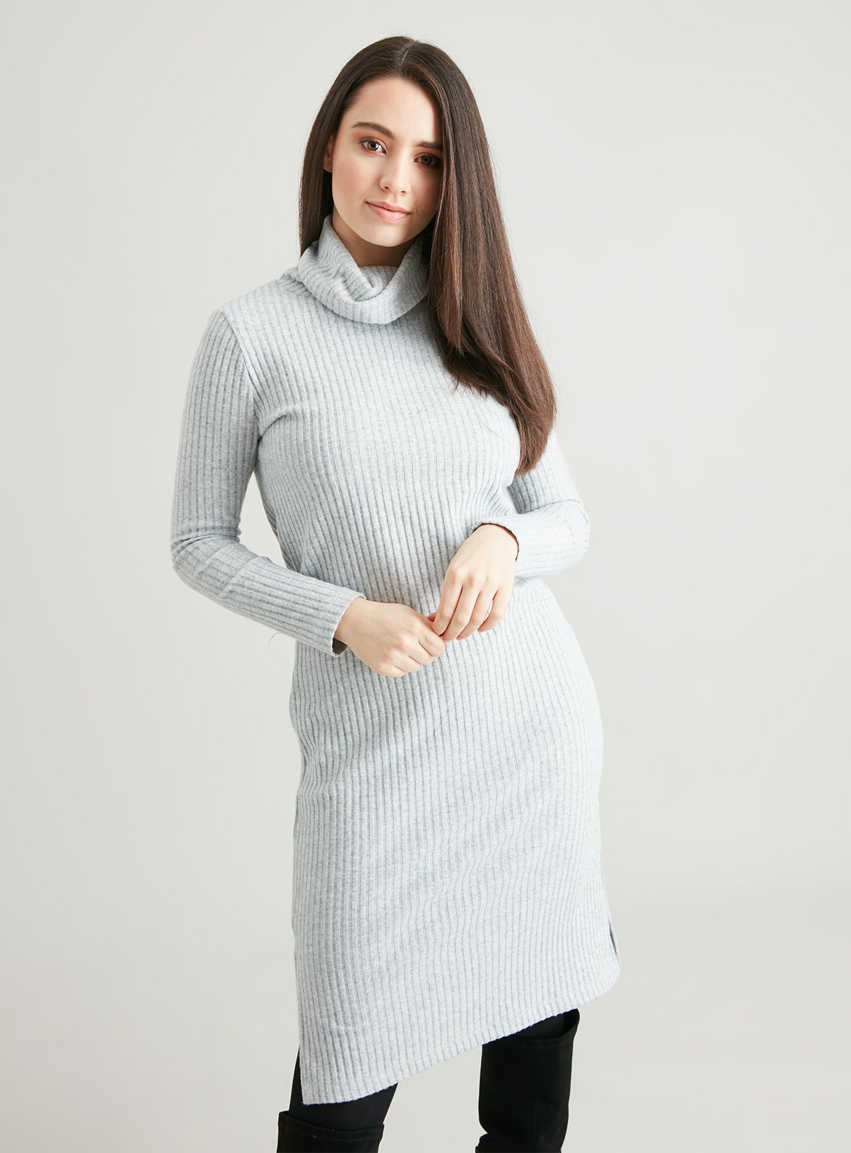 grey roll neck dress