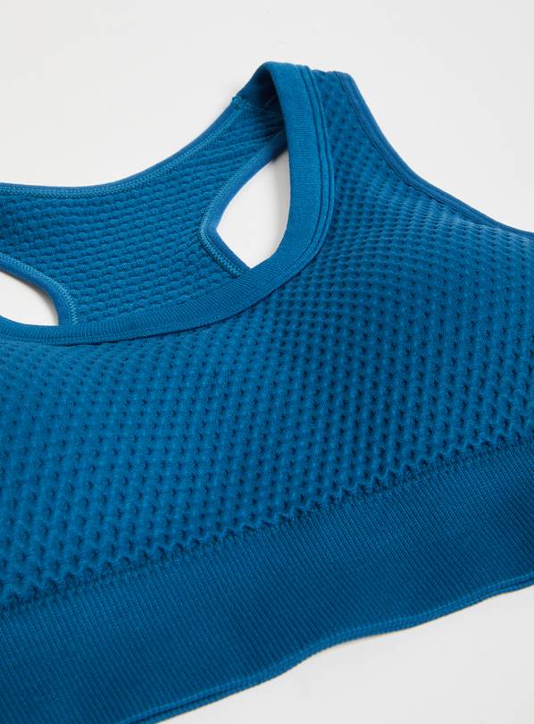 Buy Teal Seamless Stretch Waffle Texture Crop Top M, Bras