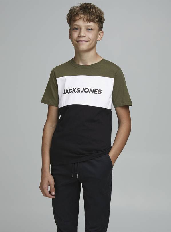 JACK & JONES Junior Green Colour Block T-Shirt - 14 years