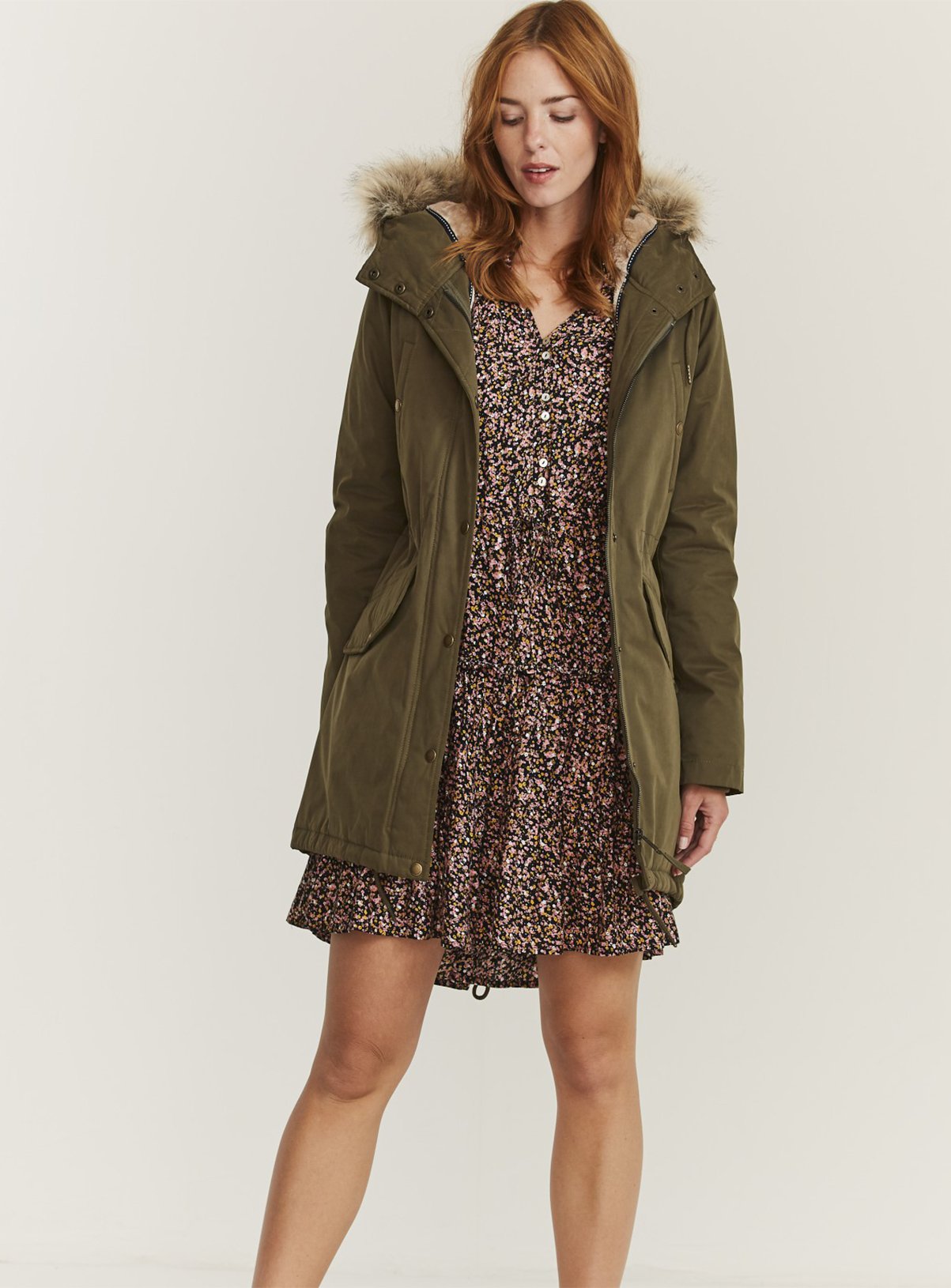 khaki hooded parka