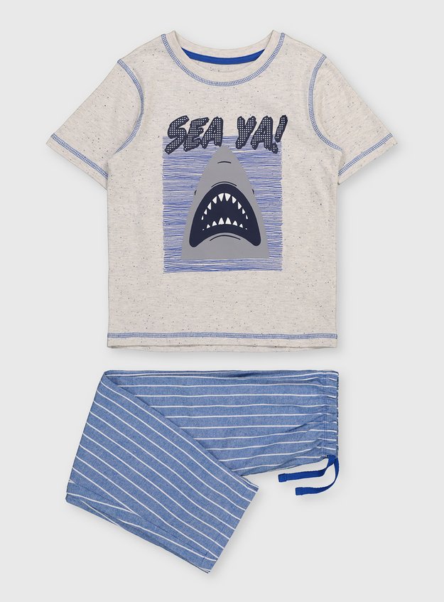 Kids Blue Grey Shark Pyjamas 1 5 12 Years Tu Clothing