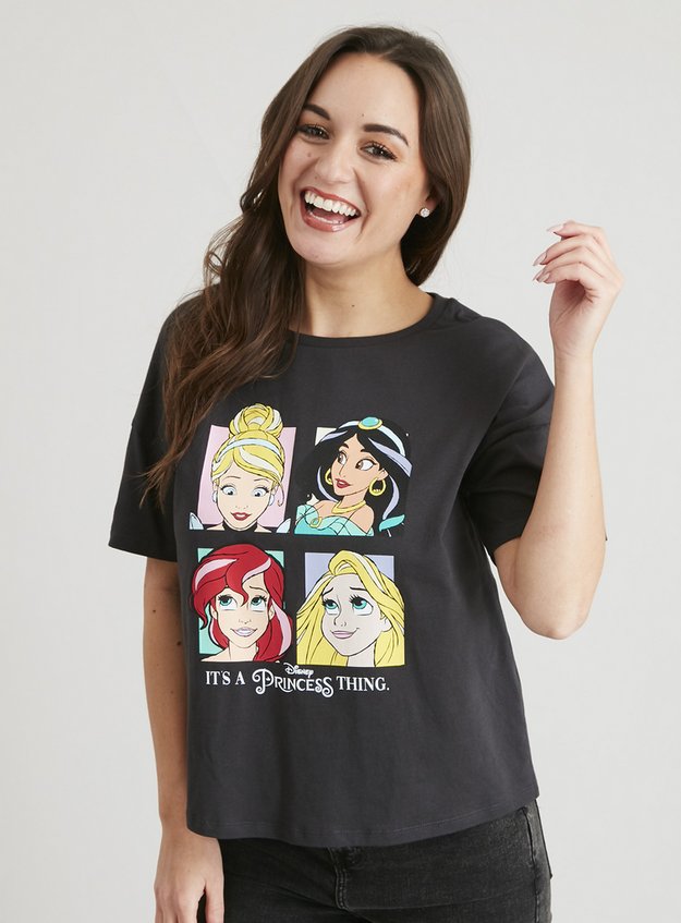 Womens Disney Princess Charcoal Grey T Shirt Tu Clothing