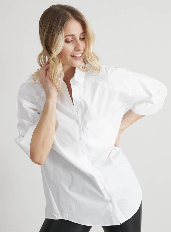 White Oversized Poplin Shirt - 8