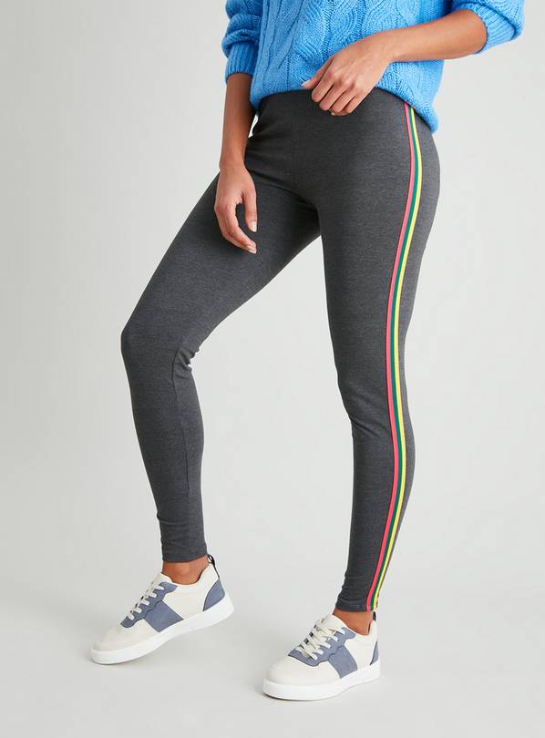 Buy Grey Rainbow Side Stripe Leggings - 16, Leggings