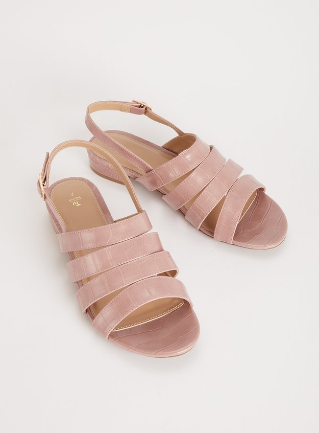 Pink Patent Cross Strap Sandal