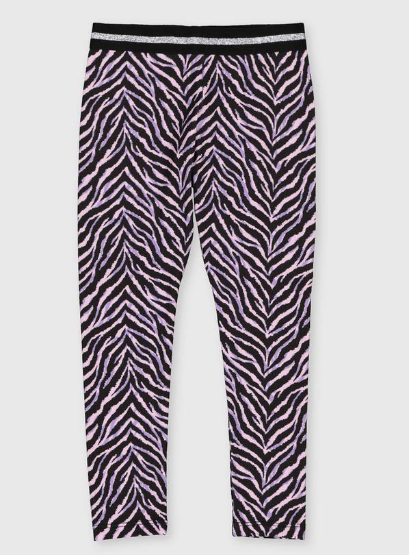 Purple Zebra Print Leggings - 10 years