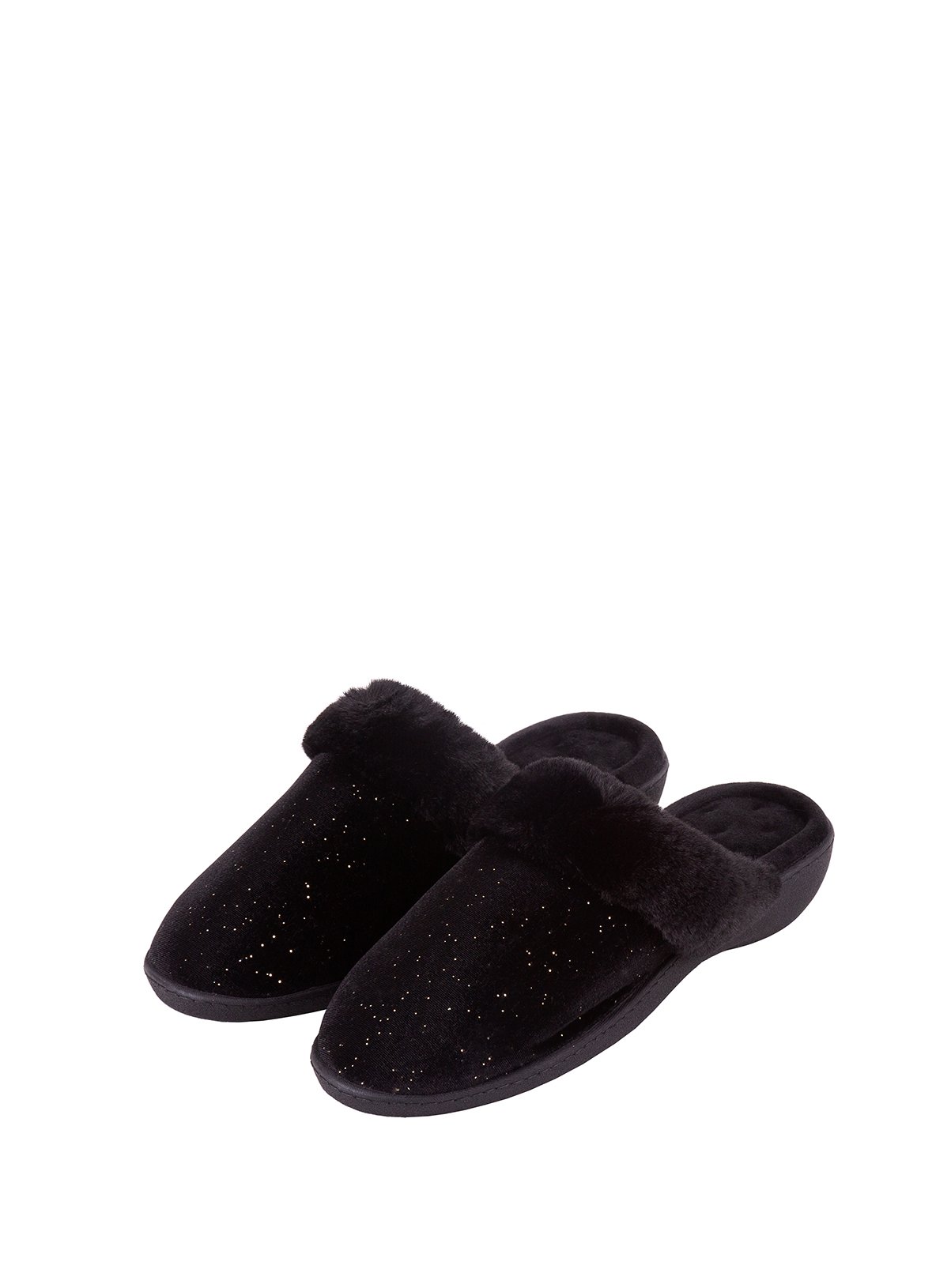 black sparkle slippers