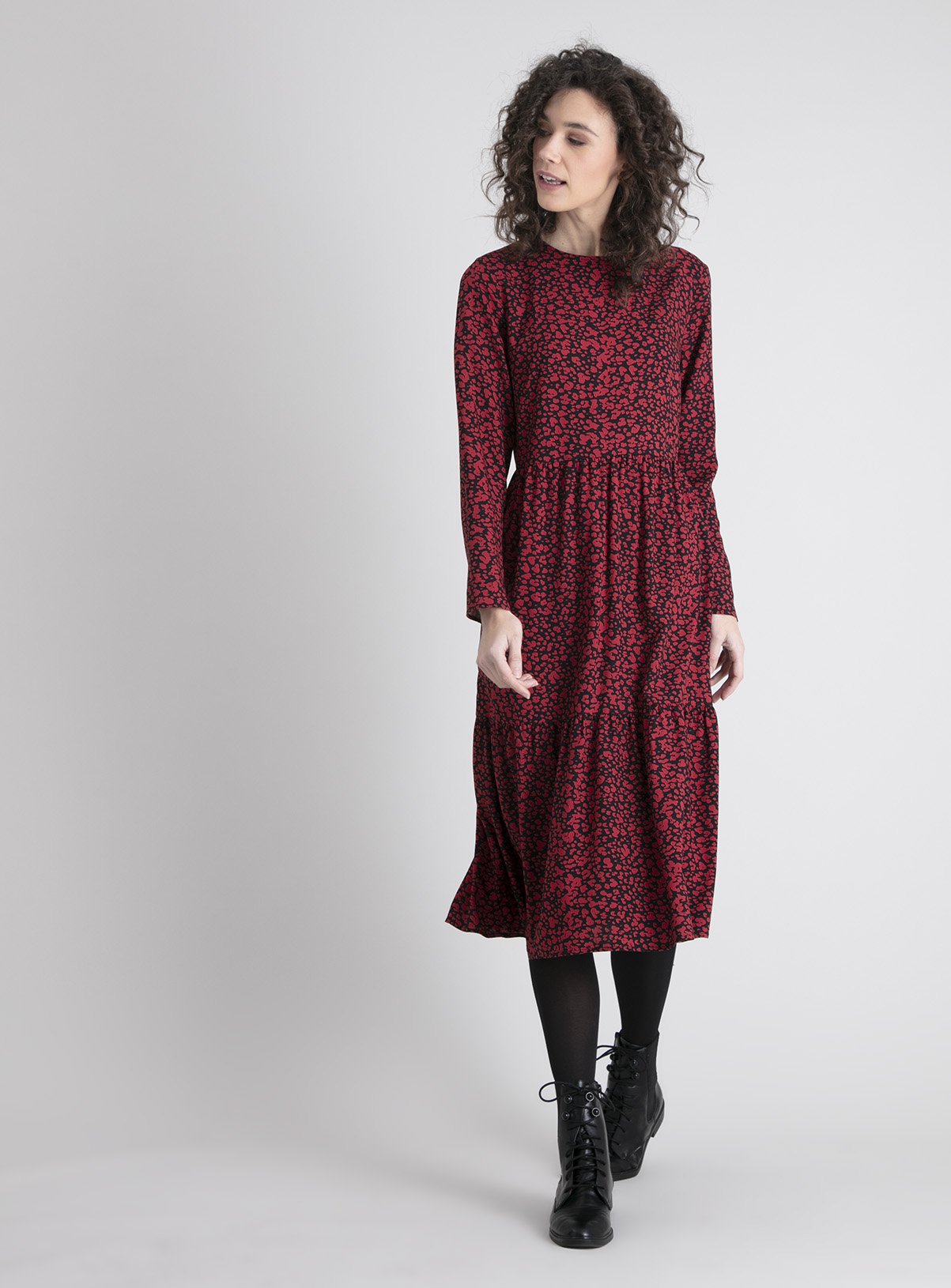 zara red animal print dress