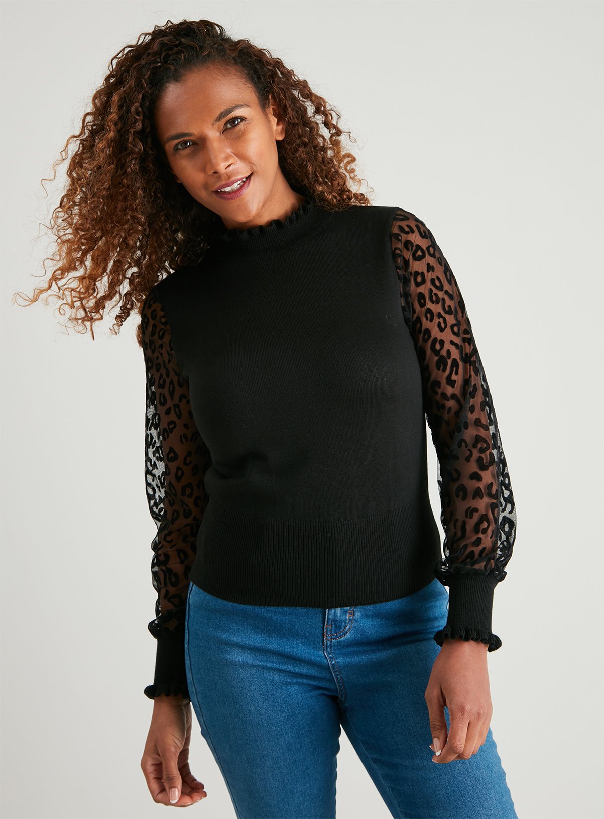 jumpers with sheer sleeves