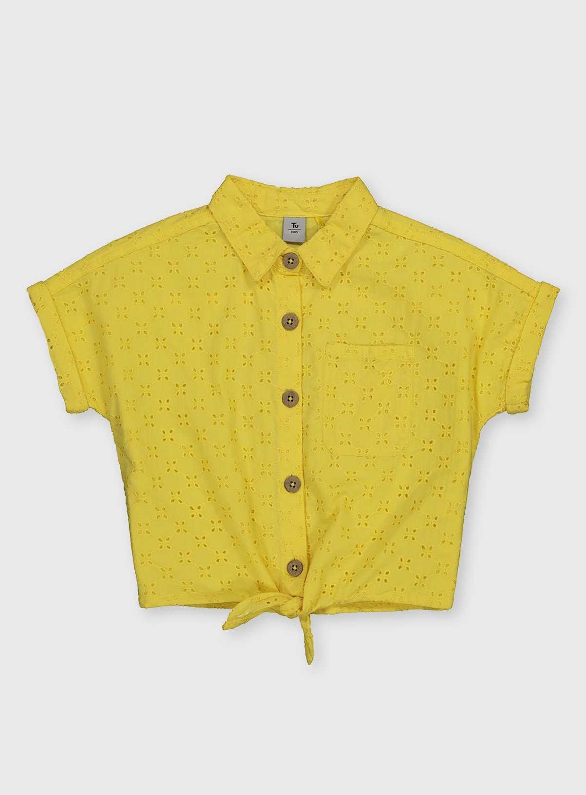 yellow tie front top