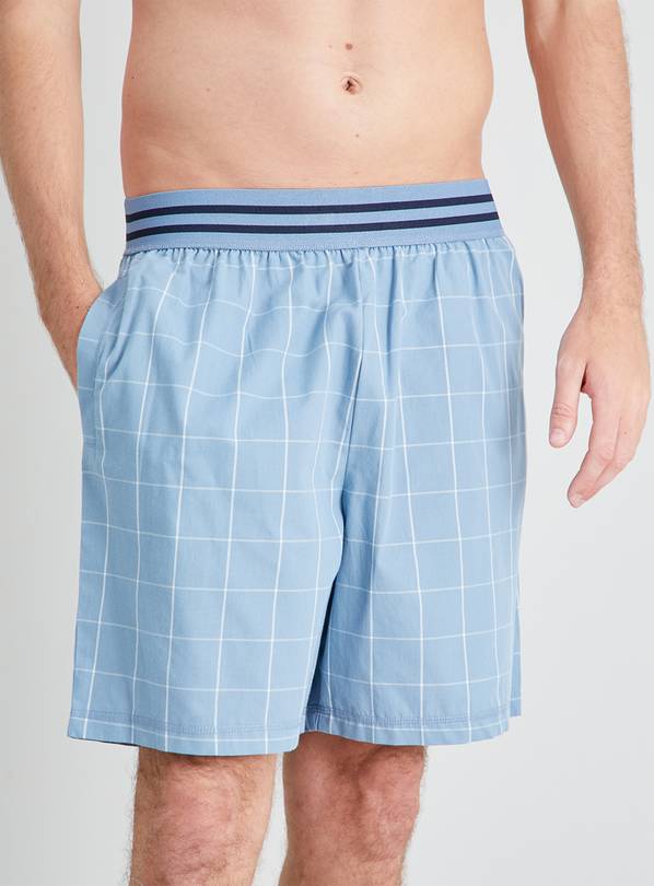 Blue Window Pane Check Woven Pyjama Shorts - L
