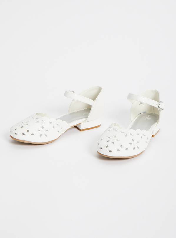 White Floral Cut Out Shoes - 13 Infant