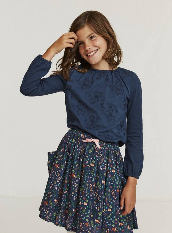 FATFACE Navy Embroidered Top - 4-5 years