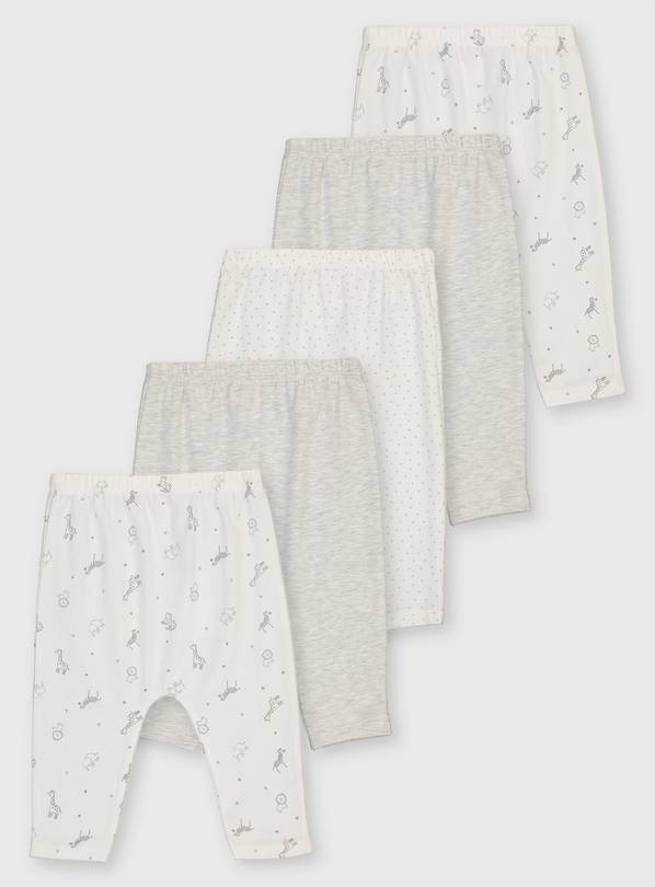 Buy Cream Animal & Plain Leggings 5 Pack - 6-9 months, Multipacks