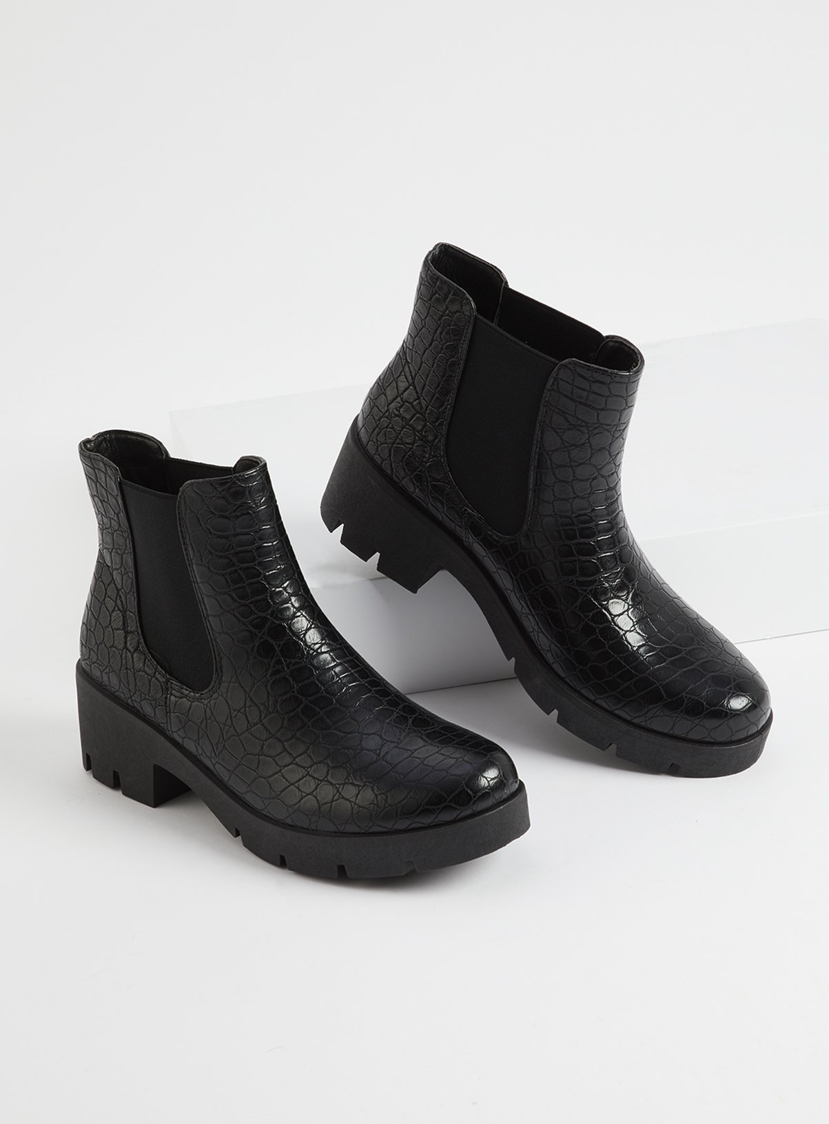 mock croc chelsea boots