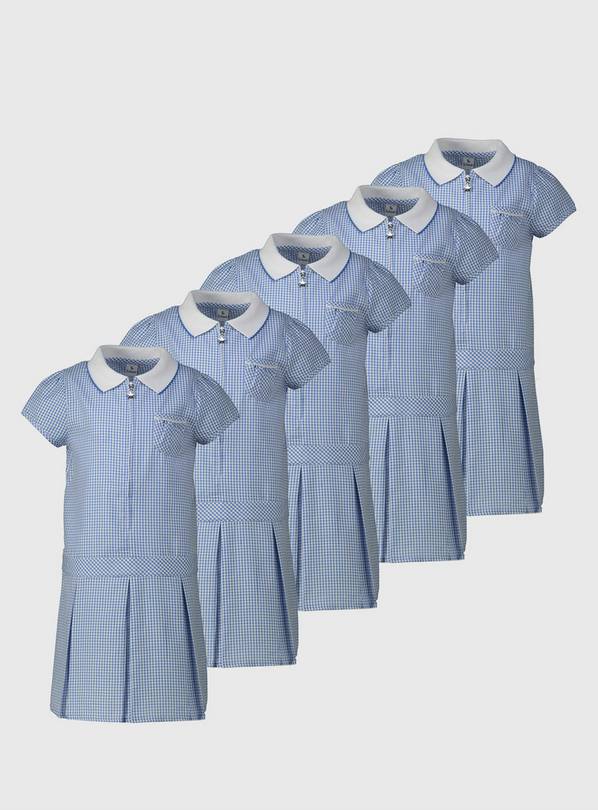 Blue Gingham Check School Dress 5 Pack - 4 years