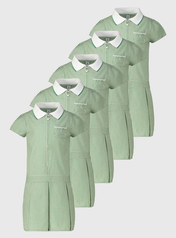 Green Gingham Check Sporty Dress 5 Pack - 4 years