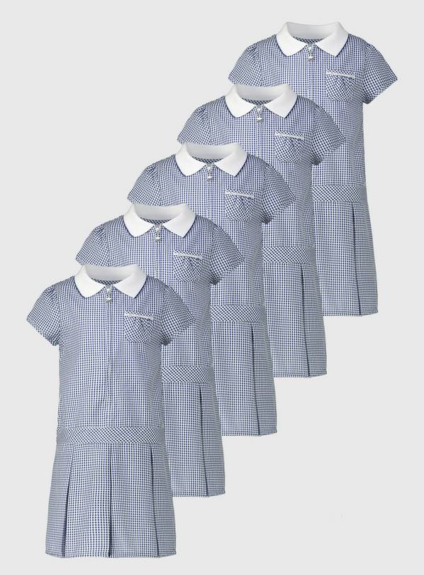 Navy Gingham Check Sporty Dress 5 Pack - 4 years