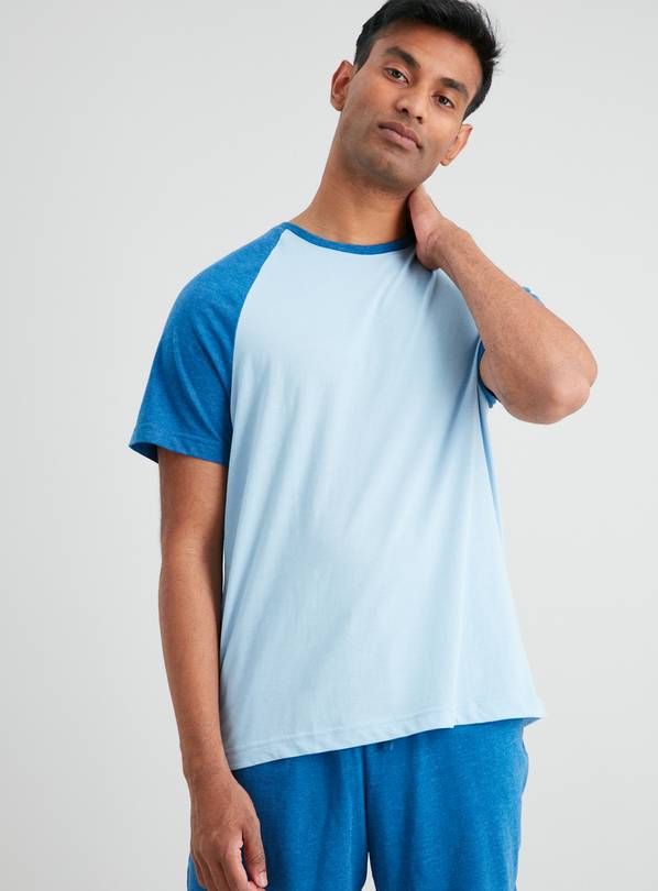 Blue Raglan Sleeve Shortie Pyjamas - XS