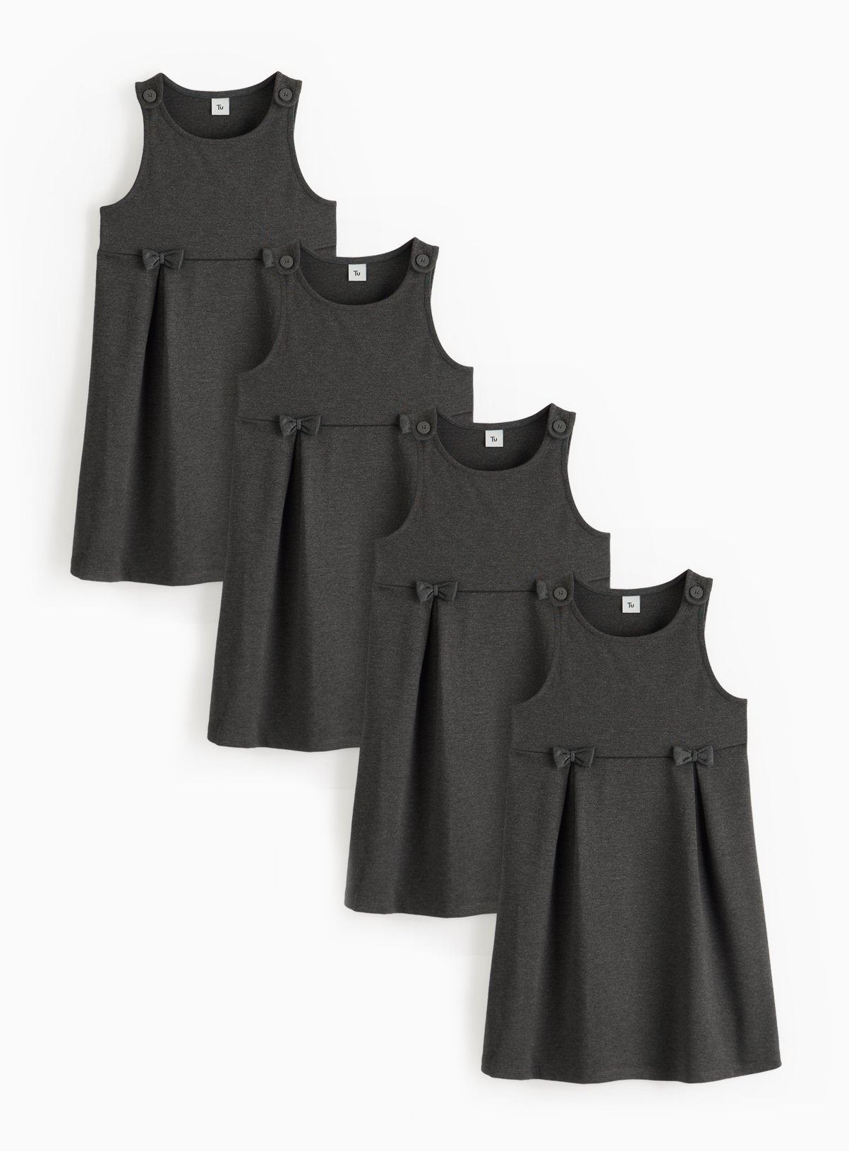 4 Pack Grey Jersey Pinafores 10 years - Image 1 thumbnail