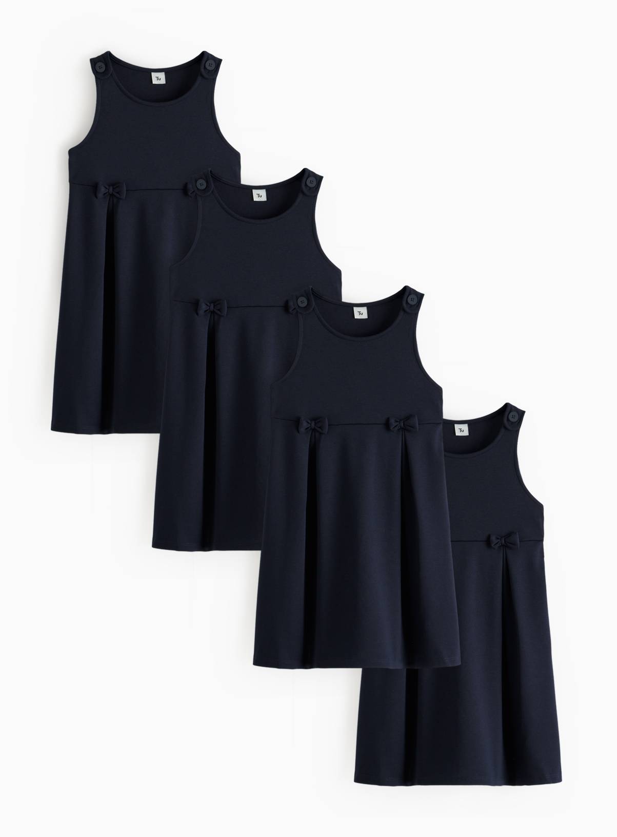 4 Pack Navy Jersey Pinafores 12 years - Image 1