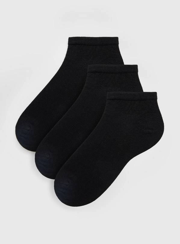 Black Trainer Socks 3 Pack - 4-8