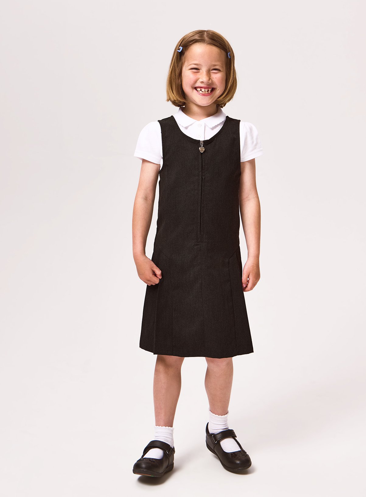 Black Zip Through Pleated Pinafores 4 Pack 8 years - Image 2 thumbnail