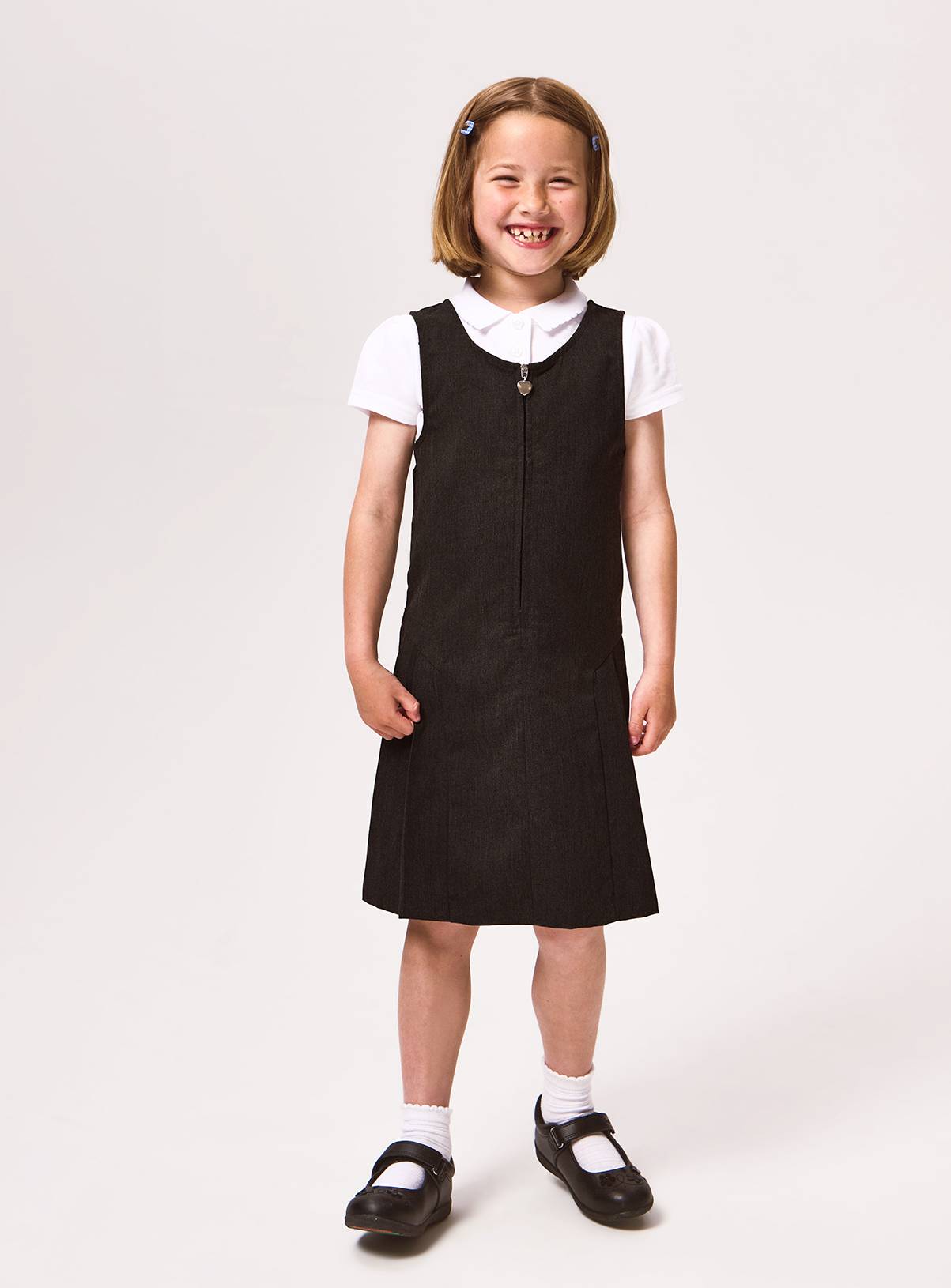Black Zip Through Pleated Pinafores 4 Pack 8 years - Image 2