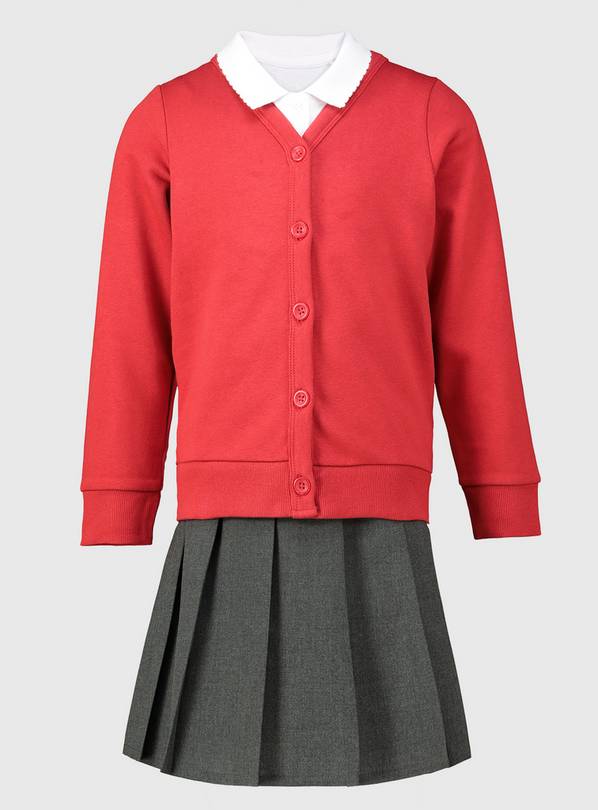 Red Cardigan, Polo & Skirt Schoolwear Bundle - 5 years