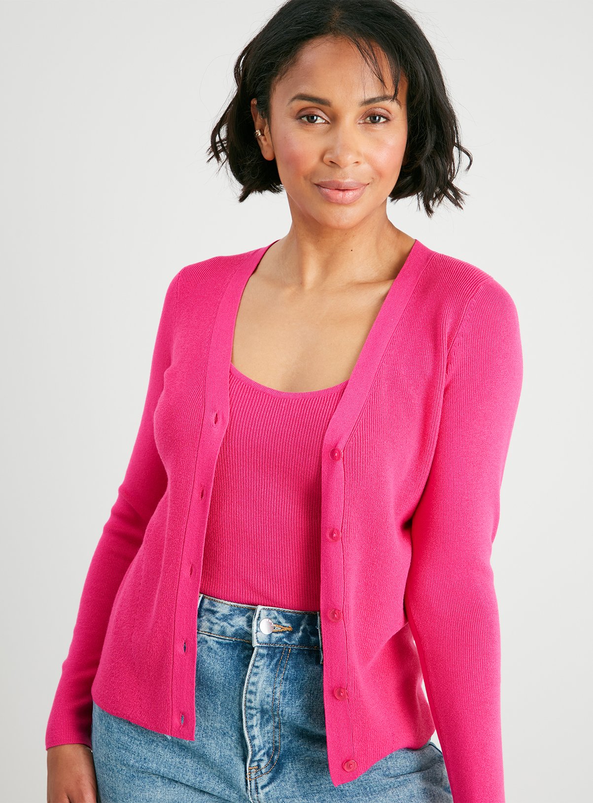 tu pink cardigan