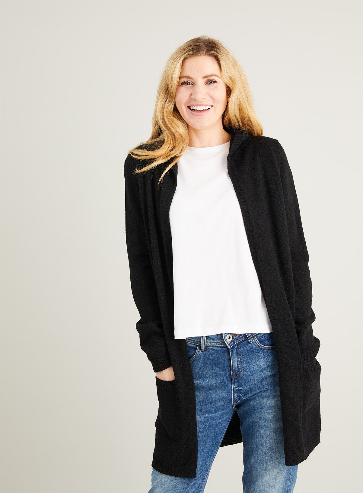 black zip up cardigan women's