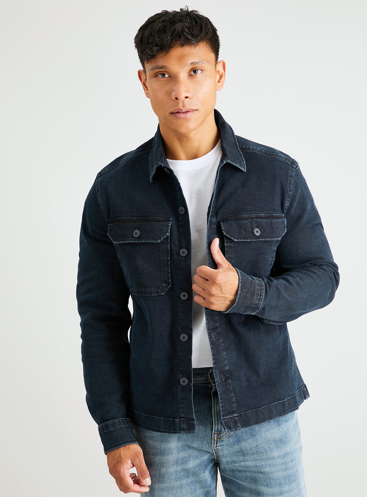 mens black denim overshirt