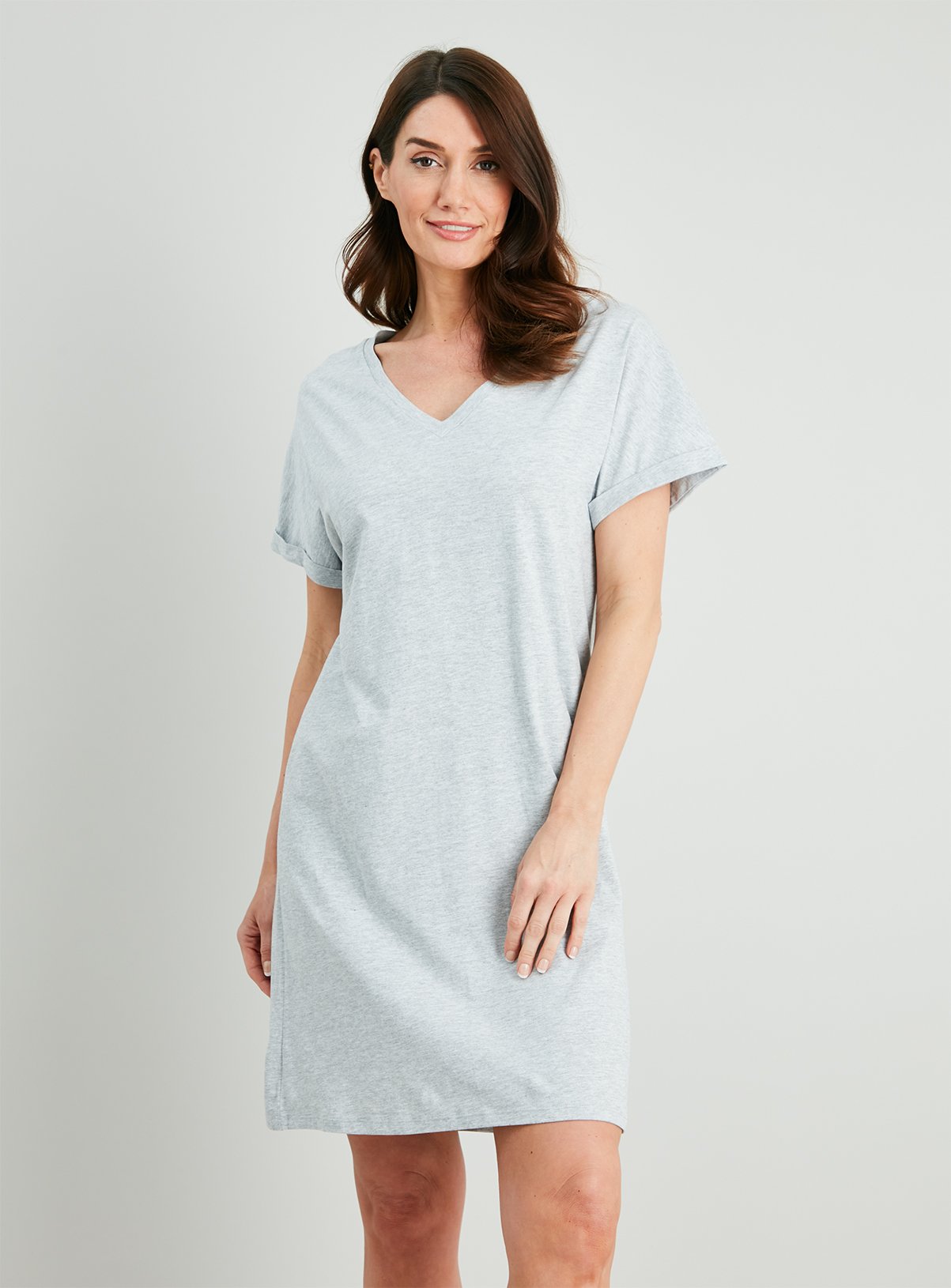 v neck cotton t shirt dress