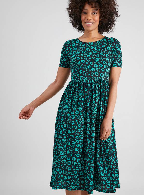 Buy Green Animal Print Midi Dress - 12 | Dresses | Argos