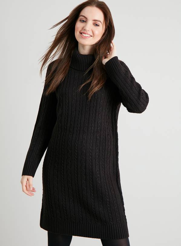 Black cable hot sale knit jumper dress